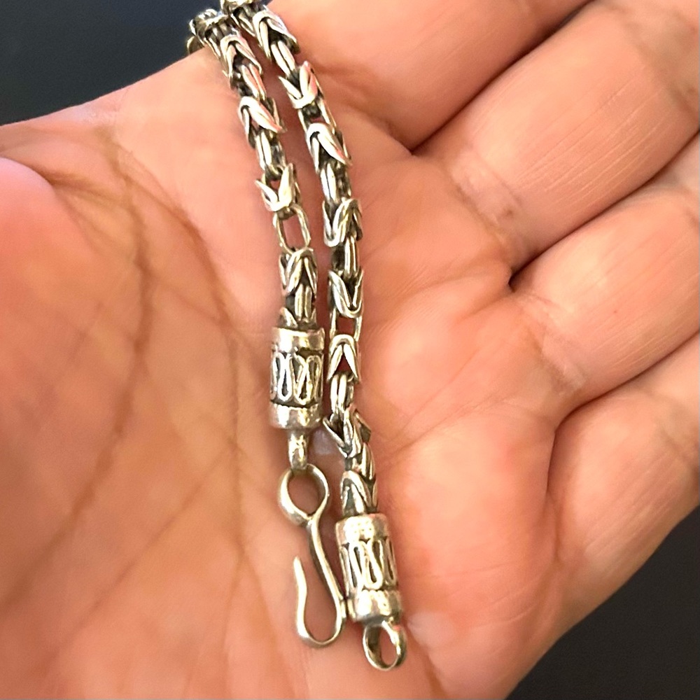 Vintage Handmade Sterling Silver Round Byzantine Bracelet 8.5”